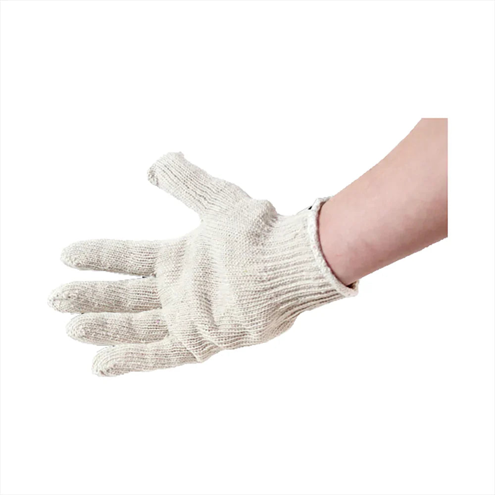 Cotton Gloves White/ Blue Band (12 Pair/ Pack) Medium - Case - 12 Units