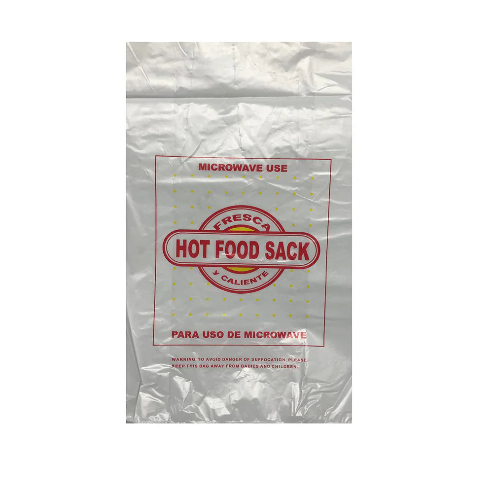 Hot Food Bag #12 Hi-Density Plastic 9" x 4" x 15" - Case - 1000 Units