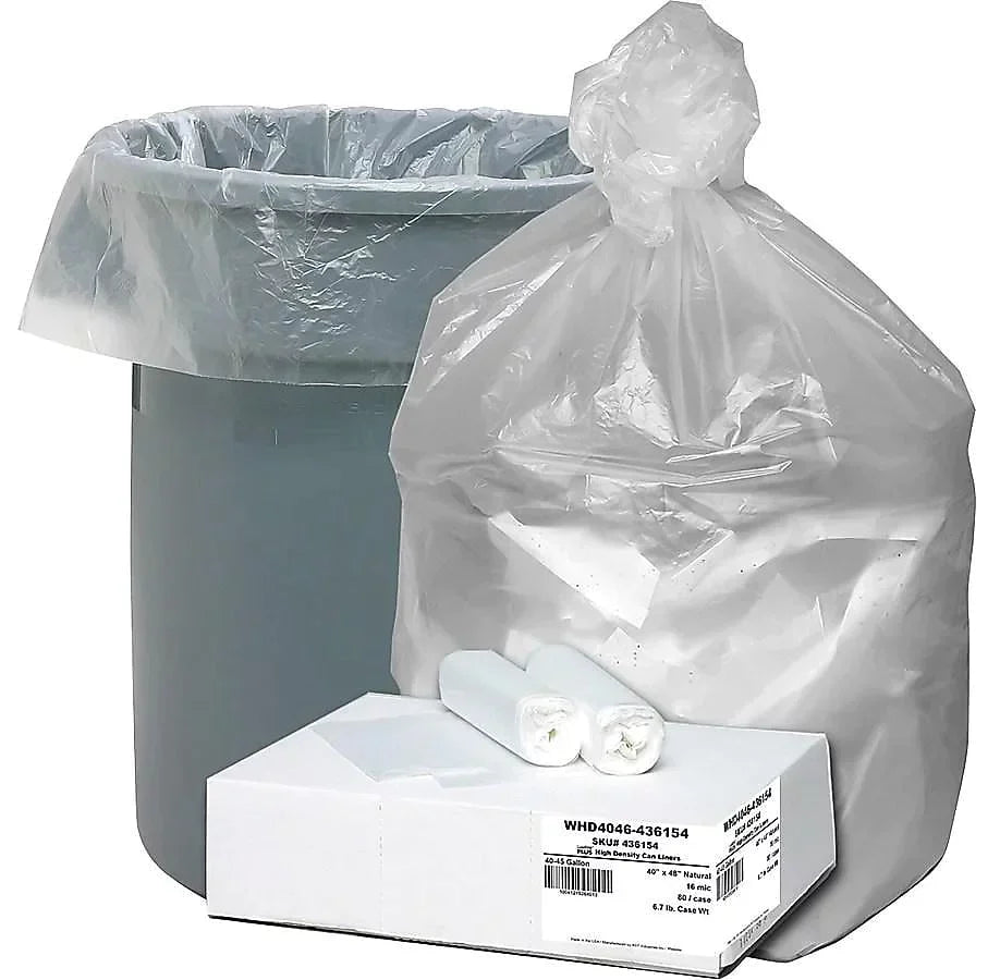 Hi-Den Can Liner Clear 250 ct 40" x 48" (14mic) 45 Gallon - Case - 250 Units