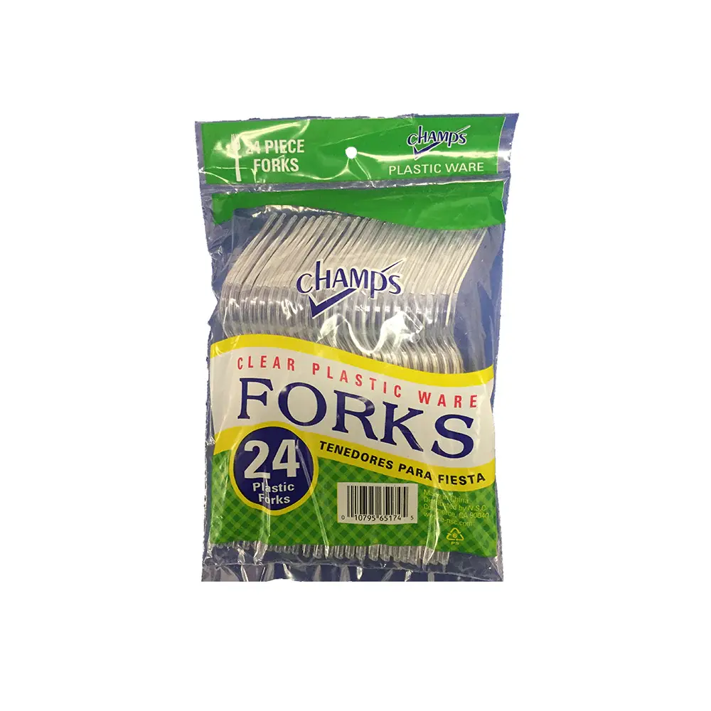 Champs Plastic Clear Fork Heavy Duty 24 ct - Case - 40 Units