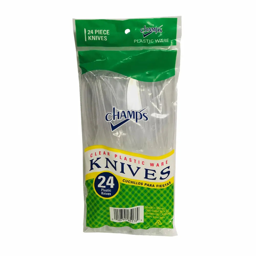 Champs Plastic Knife Clear Heavy Duty 24 ct - Case - 40 Units