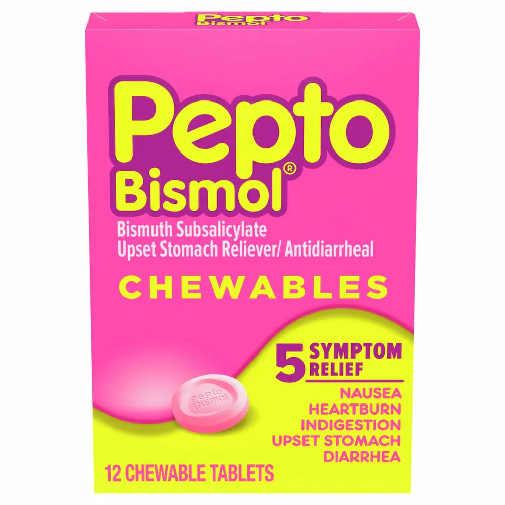 Pepto Bismol Chewable Tablets Original 12 ct - Case - 8 Units