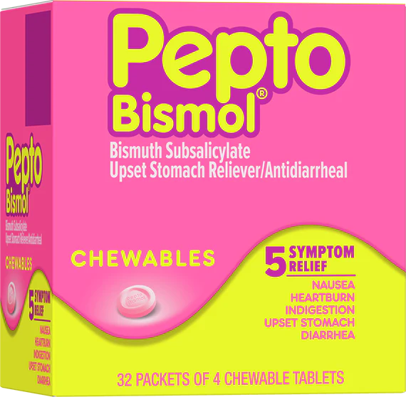 Pepto Bismol Original Chewables 4 ct - Case - 32 Units