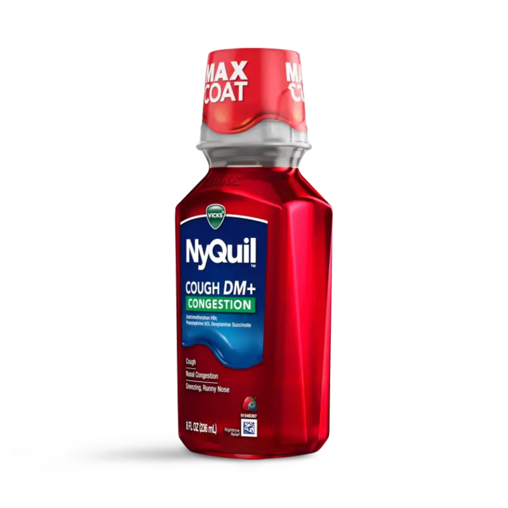 Vicks Nyquil Cough DM + Congestion Liquid Berry 8 oz - Case - 6 Units