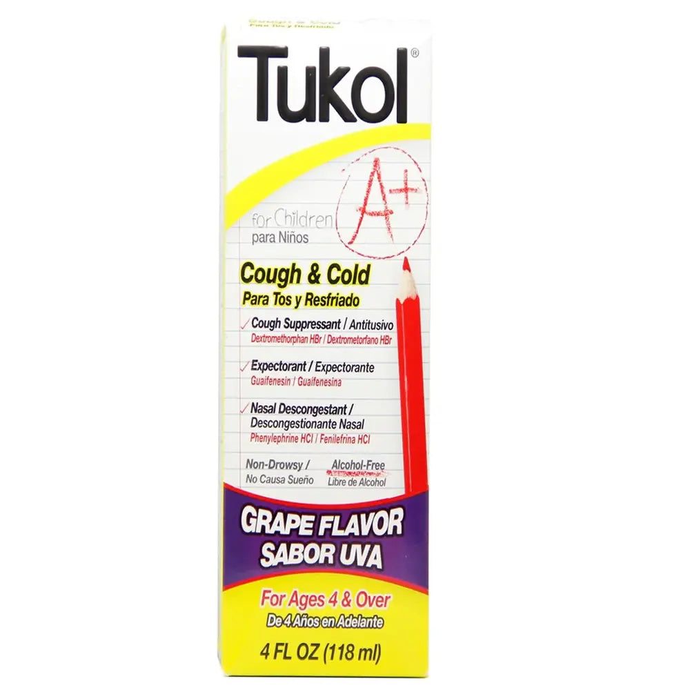 Tukol 4+ Childrens Cough & Congestion Grape 4 oz - Case - 3 Units