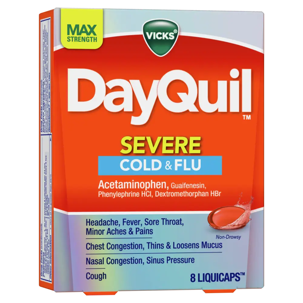 Vicks DQ Severe Cold & Flu Max Strenght liquid caps 8 ct - Case - 4 Units