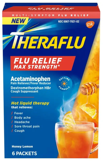 Theraflu Nightime Flu Relief Honey 6 ct - Case - 3 Units