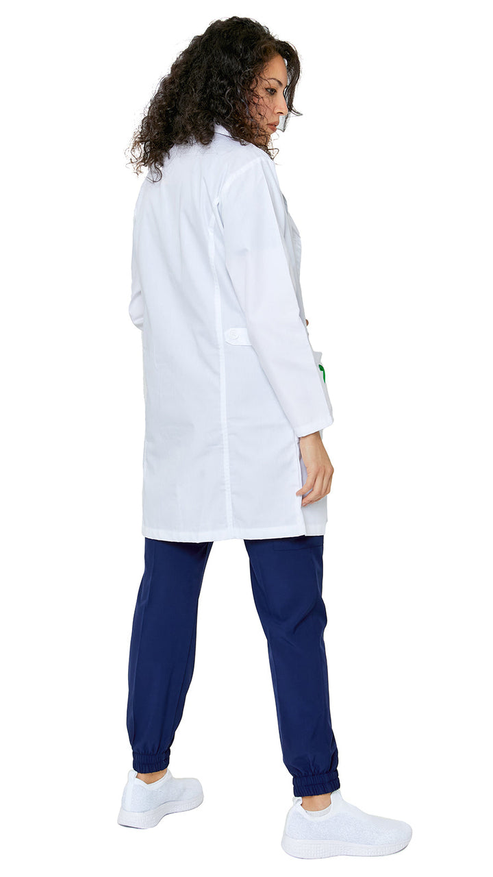 Women's Multi-Pocket Long Lab Coat Medical Uniform