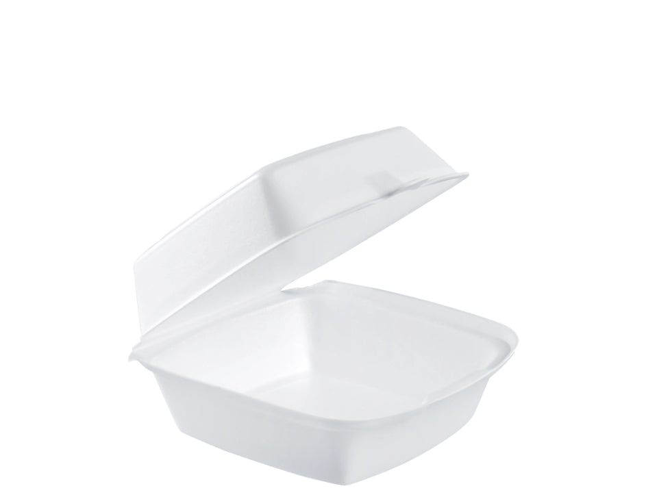 Genpak White Foam 6" x 6" Snap It Lock Hinged Square Container - 500 pcs