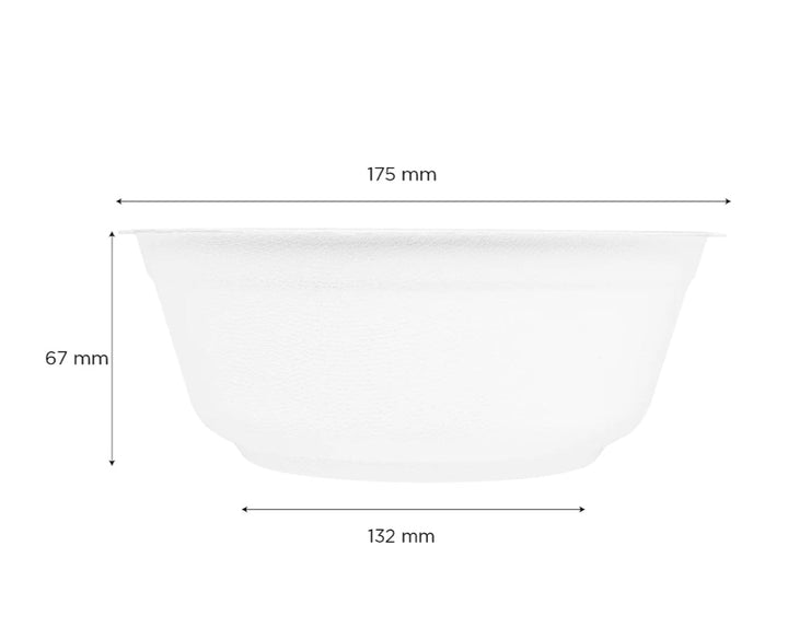 32oz PFAS Free Eco-Friendly Bagasse Rice / Salad Bowl, White - 500 pcs