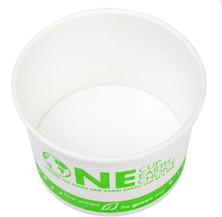 4oz Eco-Friendly Paper Food Cups (75.3mm), White/Eco Print - 1,000 pcs