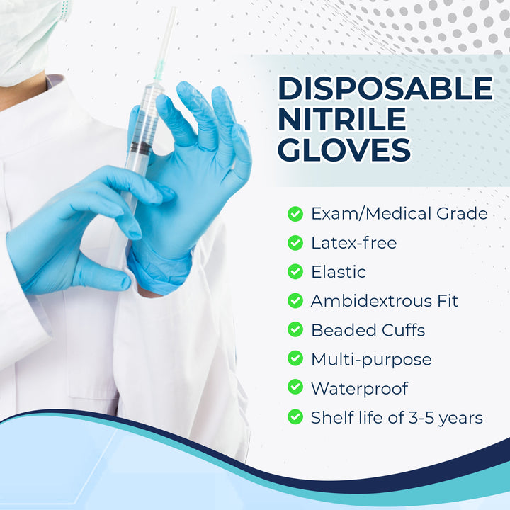 CHA J-Care Nitrile Exam Gloves - Blue