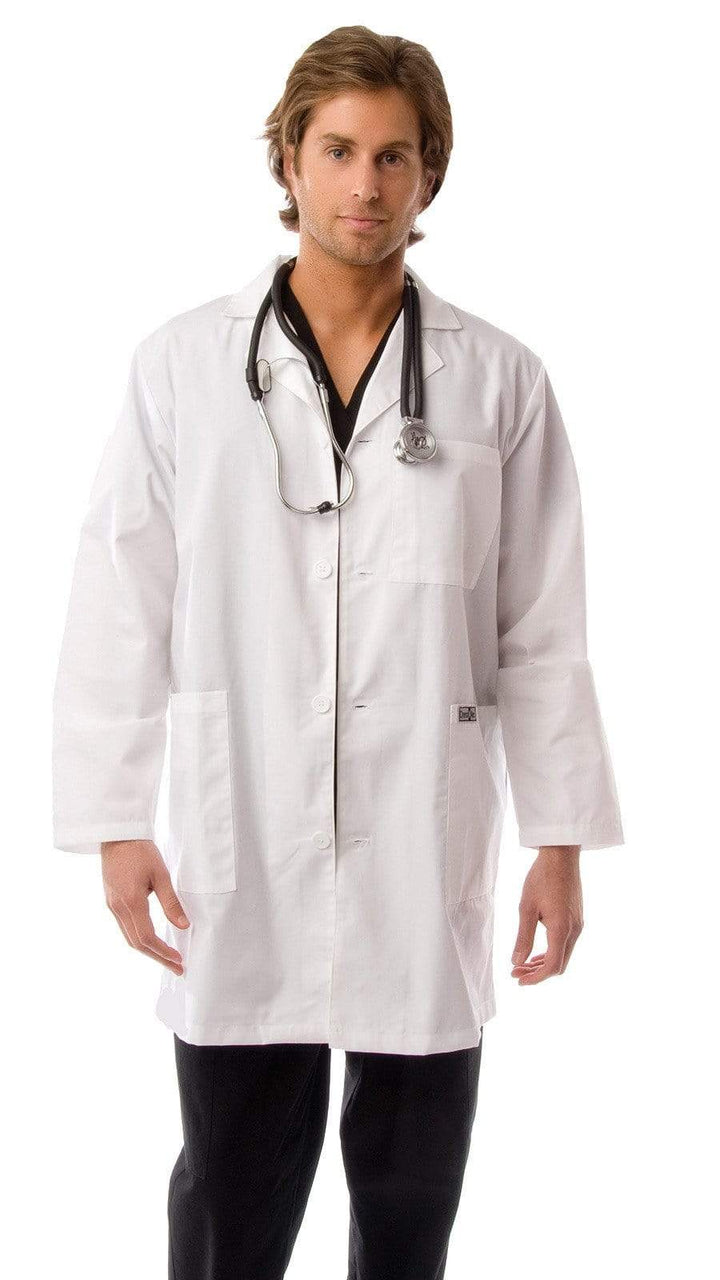 Uniforme médico de bata de laboratorio largo de bolsillo de bolsillo para hombres