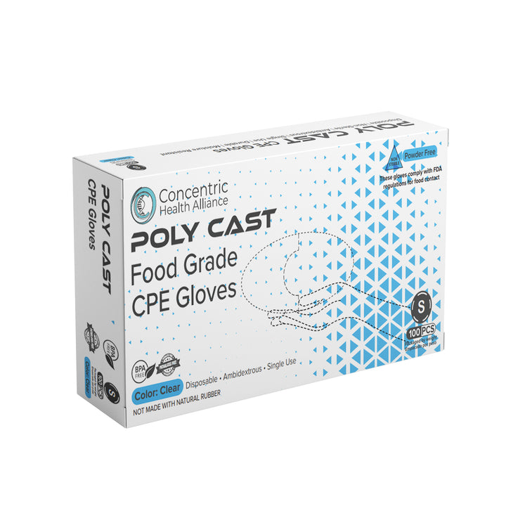 Guantes de CPE de grado de alimentos de fundición de cha poly