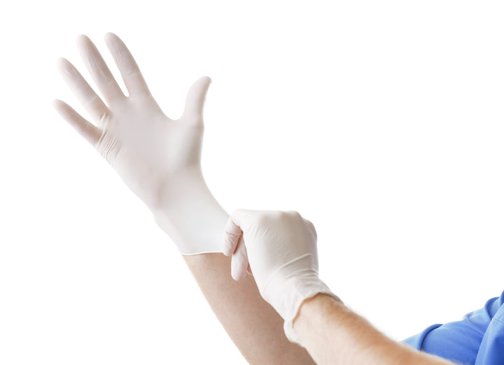 Guantes de examen de látex: sin polvo