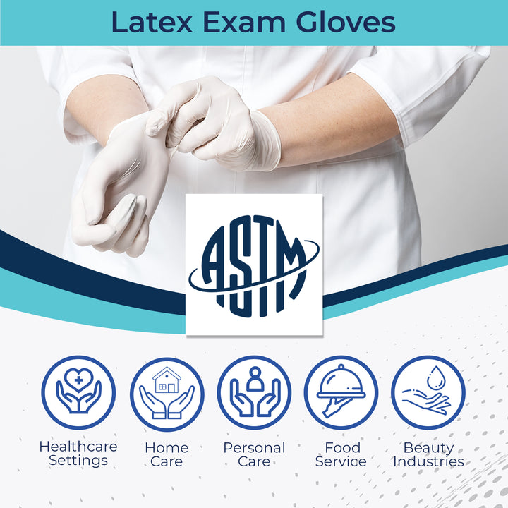 Guantes de examen de látex: sin polvo