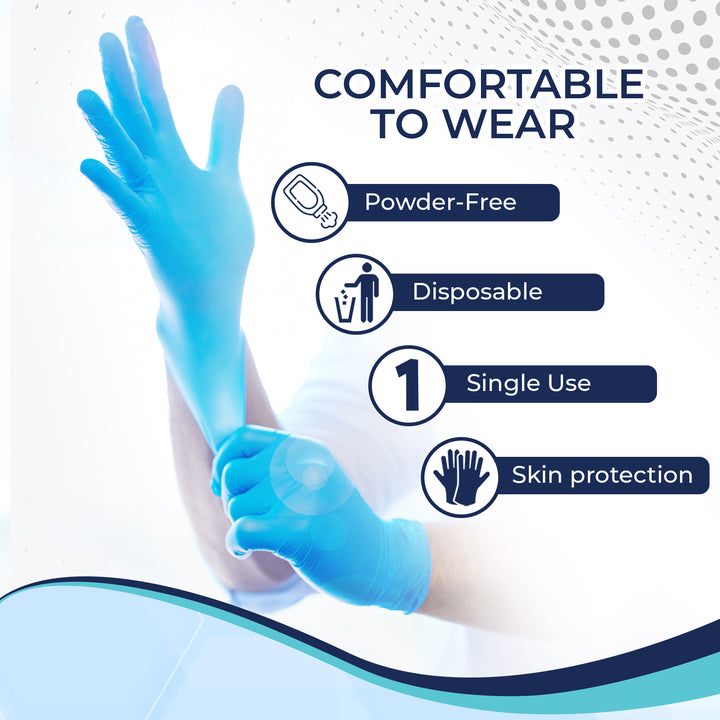Guantes de examen de nitrilo de quimioterapia - azul