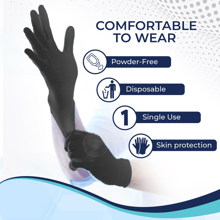CHA Premier Nitrile Exam Gloves 4 mil - Black