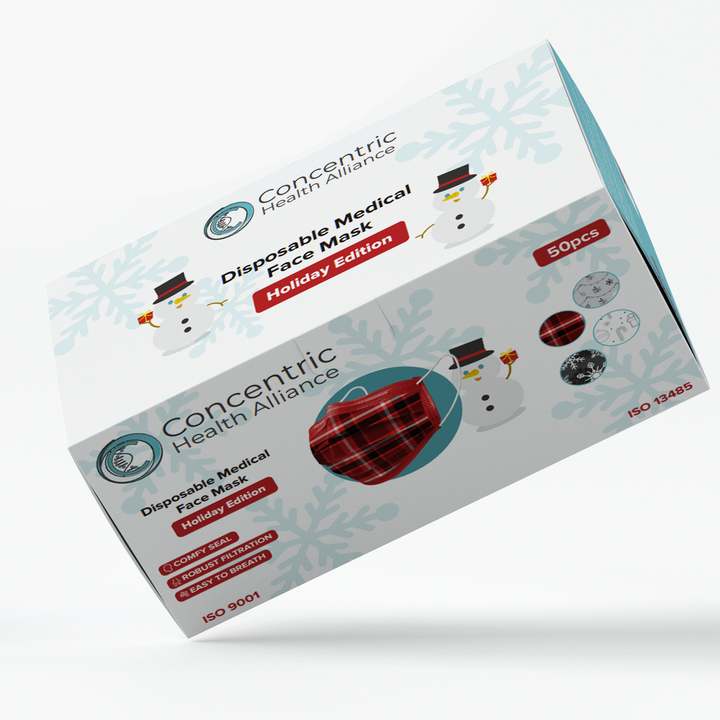 Designer Disposable 3-ply Holiday Themed Loop Face Masks Level 1