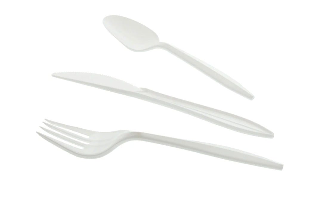 Cutlery Kit, PP, 3 Piece White Medium Weight (F,K,S), 500 Kits