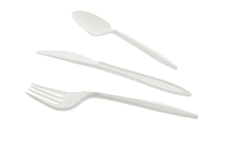 Cutlery Kit, PP, 3 Piece White Medium Weight (F,K,S), 500 Kits