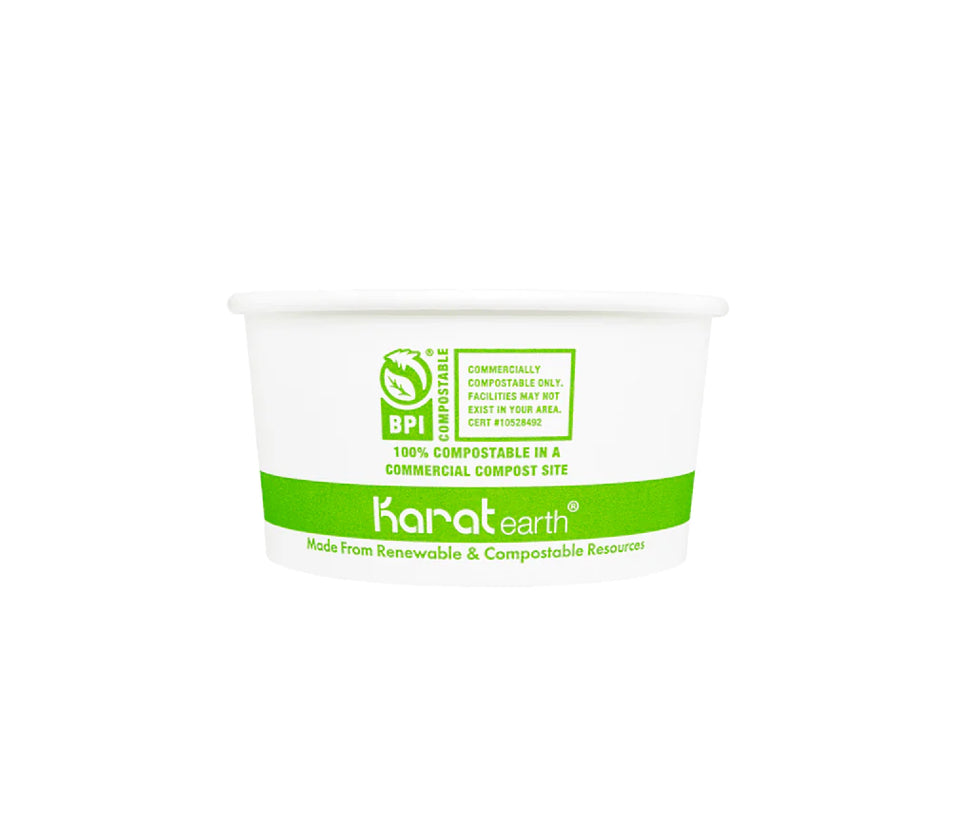 6oz Eco-Friendly Paper Food Cups (90.8mm), White/Eco Print - 1,000 pcs