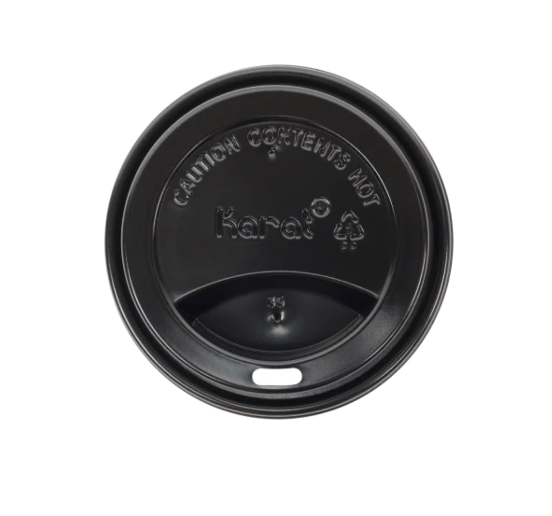 Dome Cup Lids for Hot Beverages, Fits 10-24oz, 3.5" , Black - 1000 Pcs