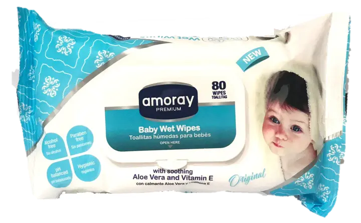 Amoray Baby Wipes Original 80 ct - Case - 24 Units