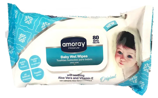 Amoray Baby Wipes Original 80 ct - Case - 24 Units