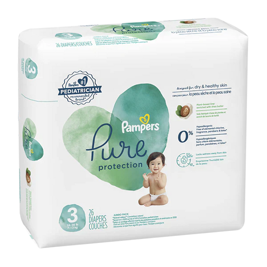 Pampers Pure Protection Diapers 26ct  Size 3 - Case - 4 Units