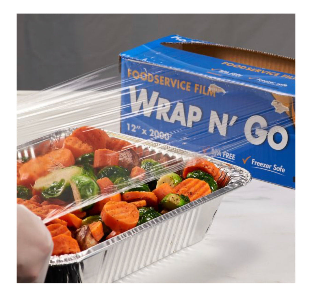 Película de servicio de alimentos con cortador serrado, Wrap N'go de 12 "x 2000 '