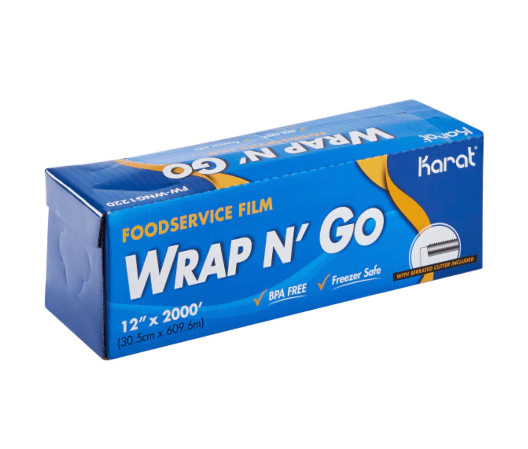 Película de servicio de alimentos con cortador serrado, Wrap N'go de 12 "x 2000 '