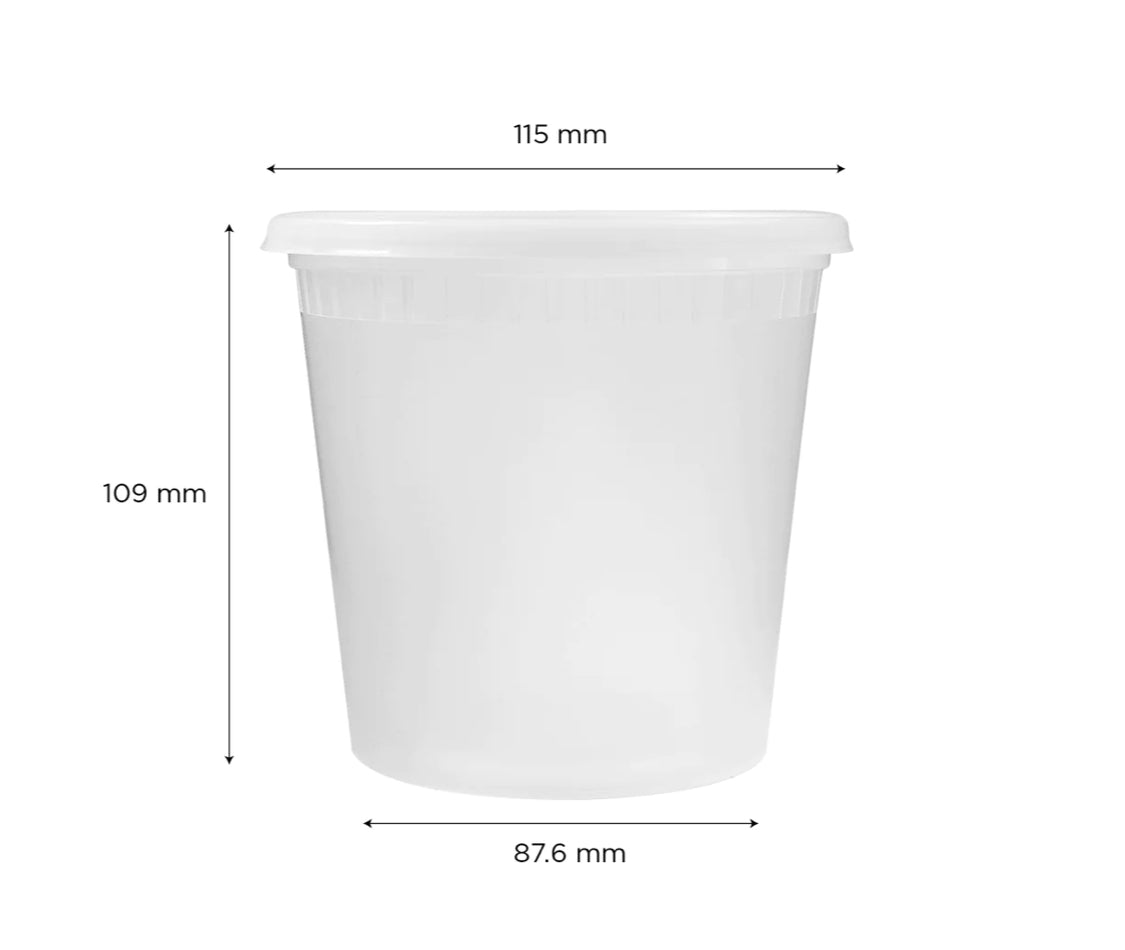 Deli Containers & Lids, 24oz, 4.6", Clear, PP - 240 sets