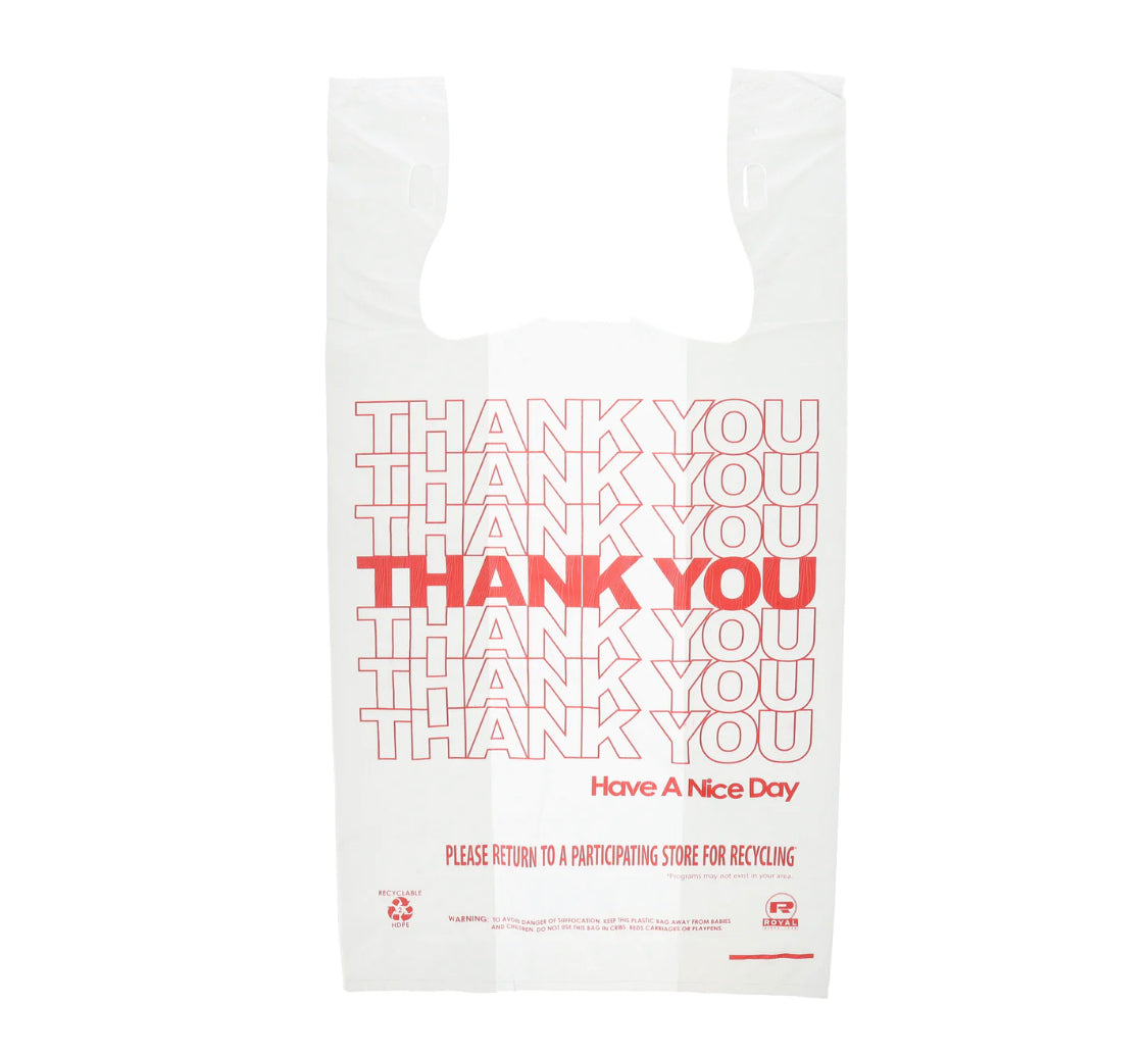 Thank You Bag, 11.5" X 6.5" X 22" 20 Mic, 1/6, Heavyweight - (600 per case)