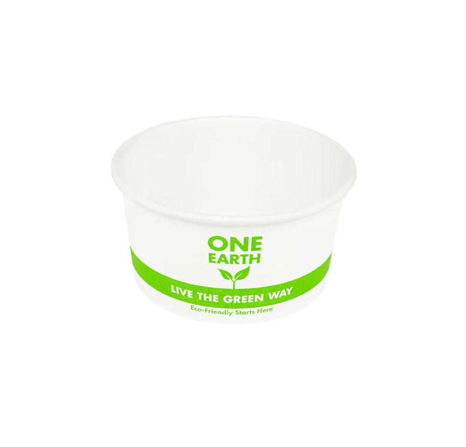 6oz Eco-Friendly Paper Food Cups (90.8mm), White/Eco Print - 1,000 pcs