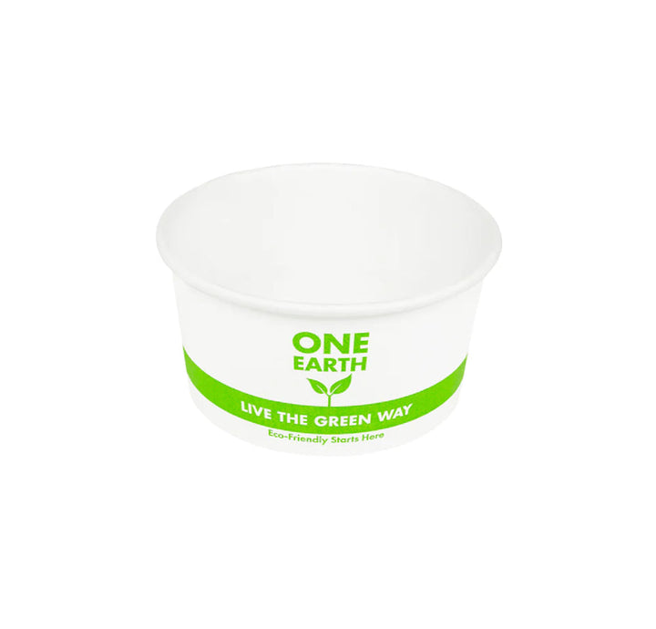 6oz Eco-Friendly Paper Food Cups (90.8mm), White/Eco Print - 1,000 pcs