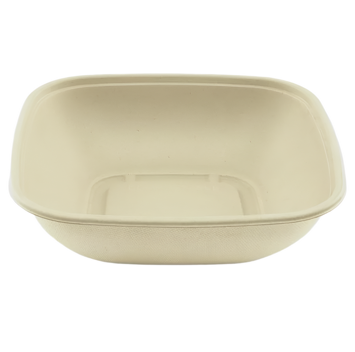 48oz PFAS Free Eco-Friendly Bagasse Square Bowl, Natural - 300 pcs