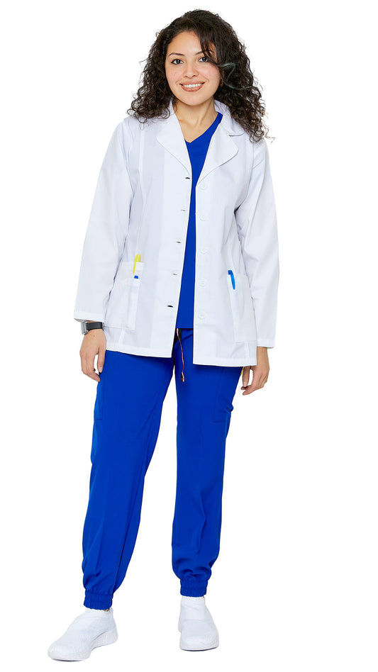 Women's Princess-Cut Short Lab Coat Uniform