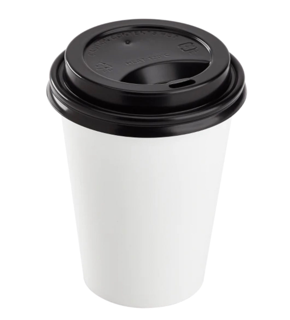 Dome Cup Lids for Hot Beverages, Fits 10-24oz, 3.5" , Black - 1000 Pcs