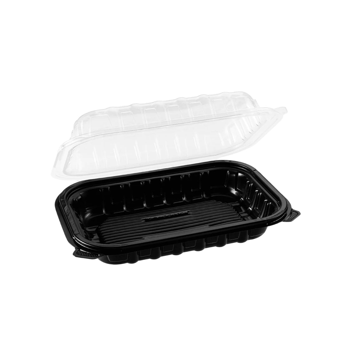 Contenedor con bisagras PP premium de 9 "x 6", BLK con Top Clear - 150 PCS