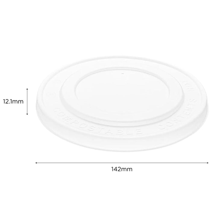 24-32oz Compostable Paper Food Container Paper Lids (142mm) - 600 pcs