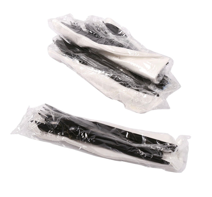 Cutlery Kits, 6 Piece, (F,K,S,Nap,S&P), Heavy Weight, Black , PP - 250 Kits
