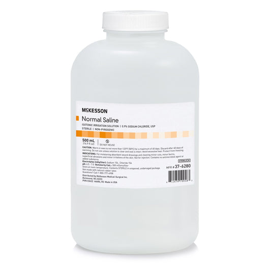 Irrigation Solution - OTC McKesson 0.9% Sodium Chloride Not for Injection Bottle, Screw Top 500 mL (12/Case)