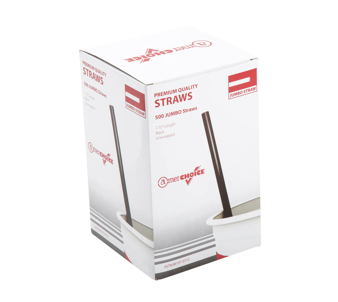 Straw, 7.75 ", jumbo, desenvuelto, negro, 12,000 pcs