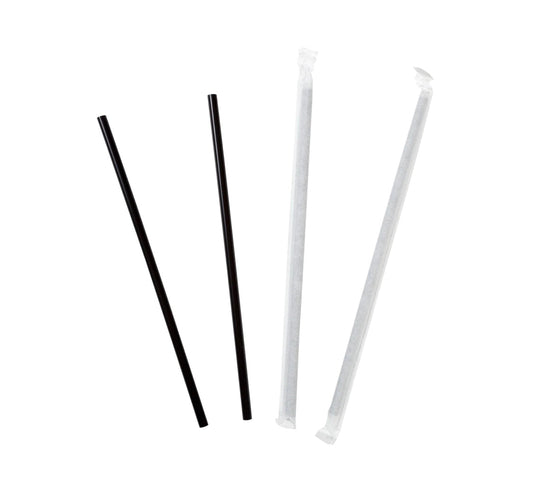 Jumbo Straws, 7.75", Black, Paper Wrapped - 12,000 pcs