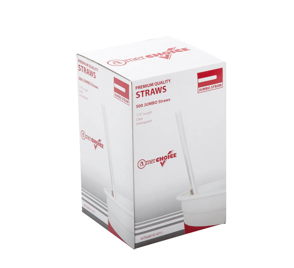 Jumbo Straws, 7.75", Clear, Unwrapped - 12,000 pcs