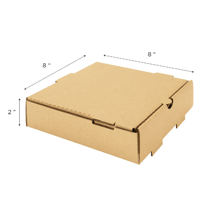 Corrugated Pizza Box, 8''x8''x2'', Kraft - 50 pcs