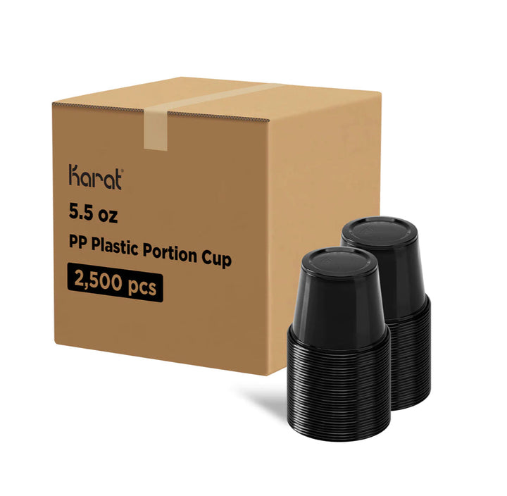 Tazas de porciones de 5.5 oz, plástico PP, negro - 2.500 pcs