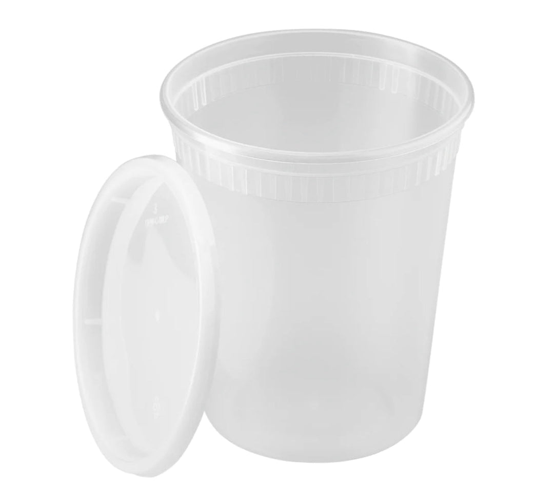 32oz PP Clear Plastic Injection Molded Deli Containers & Lids (117mm) - 240 sets