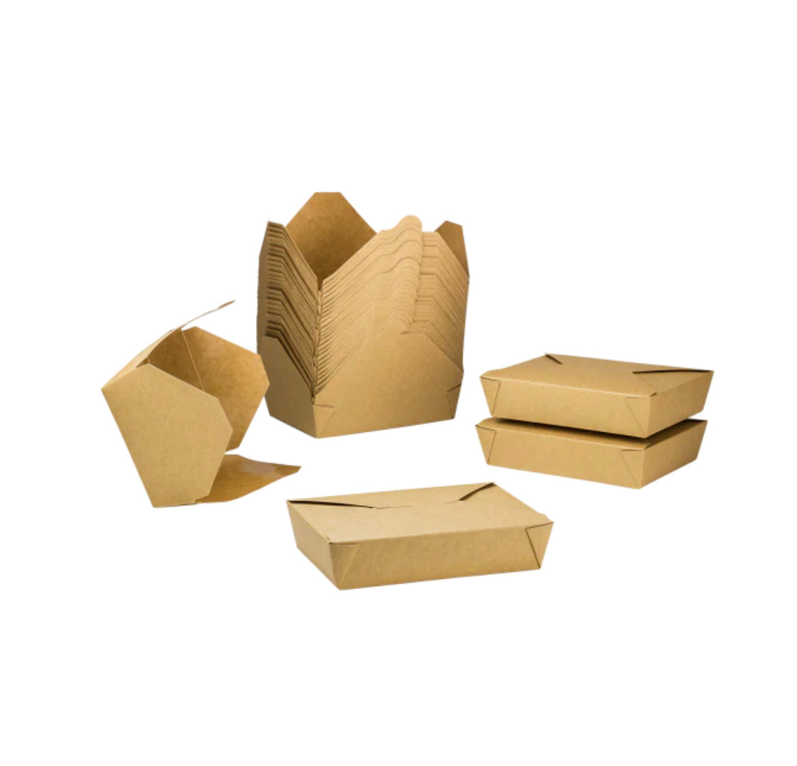 Fold-To-Go Boxes #2, 54 fl oz,  Kraft - 200 pcs